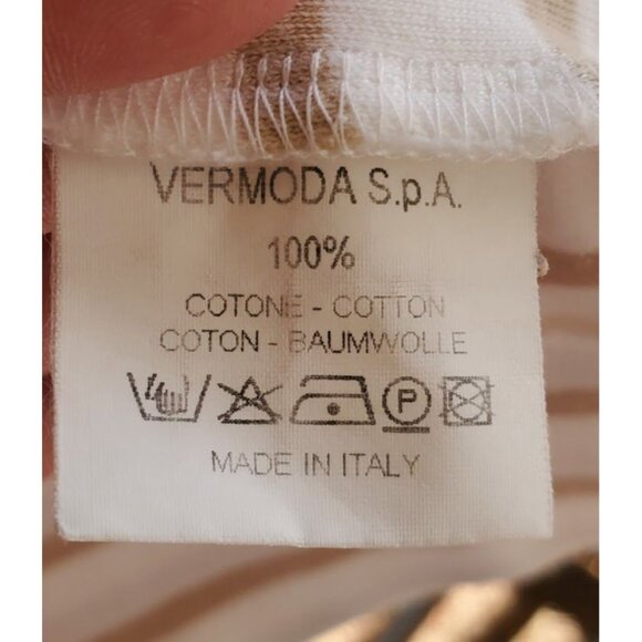 Dismero Luxury Striped 3/4 Zip Women's Henley Beige & White Designer Pullover L - Picture 6 of 6